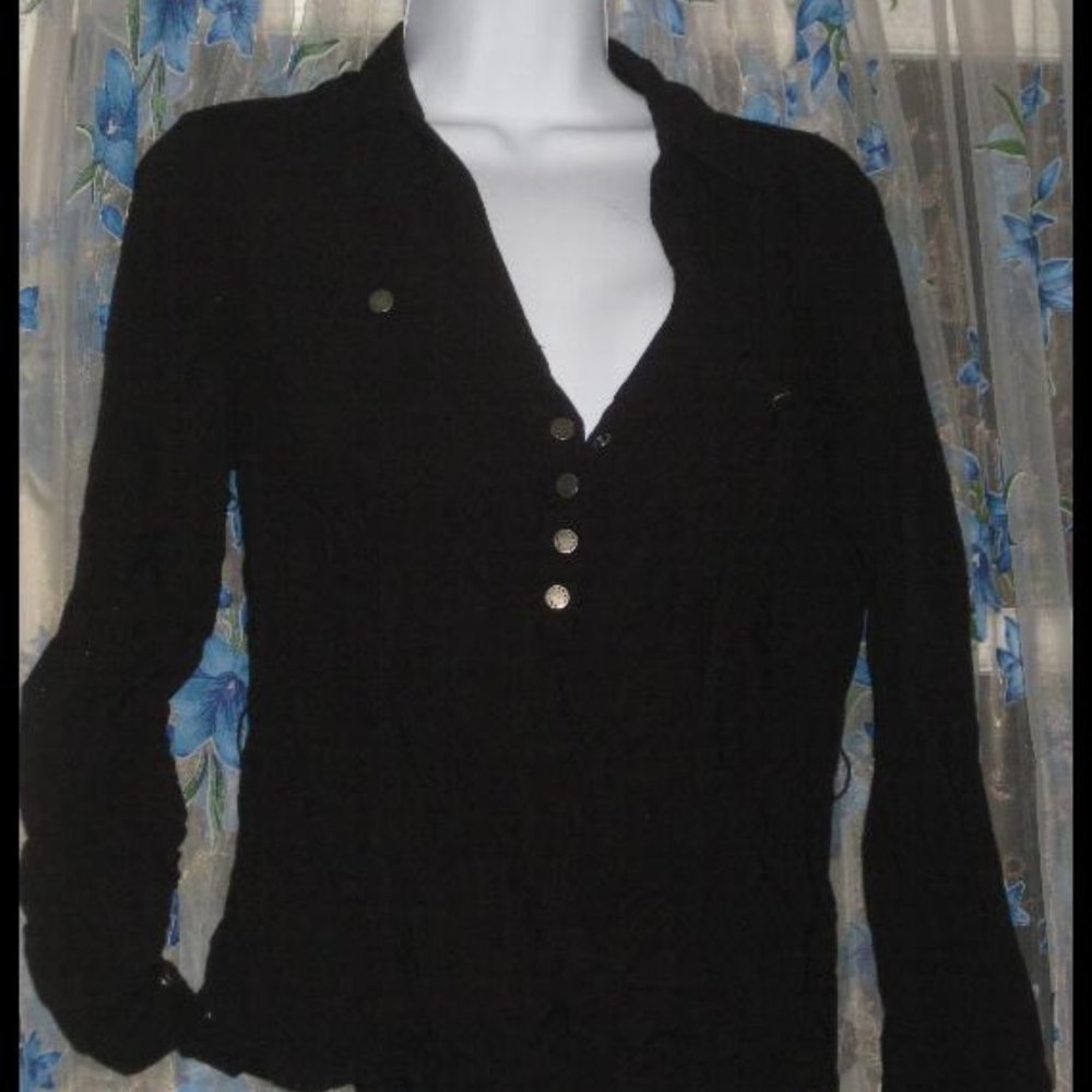 2pc Womens Stretch BODYCON SKIRT by BENBASSET + SHIRT G by GUESS SET Sz L BLACK
